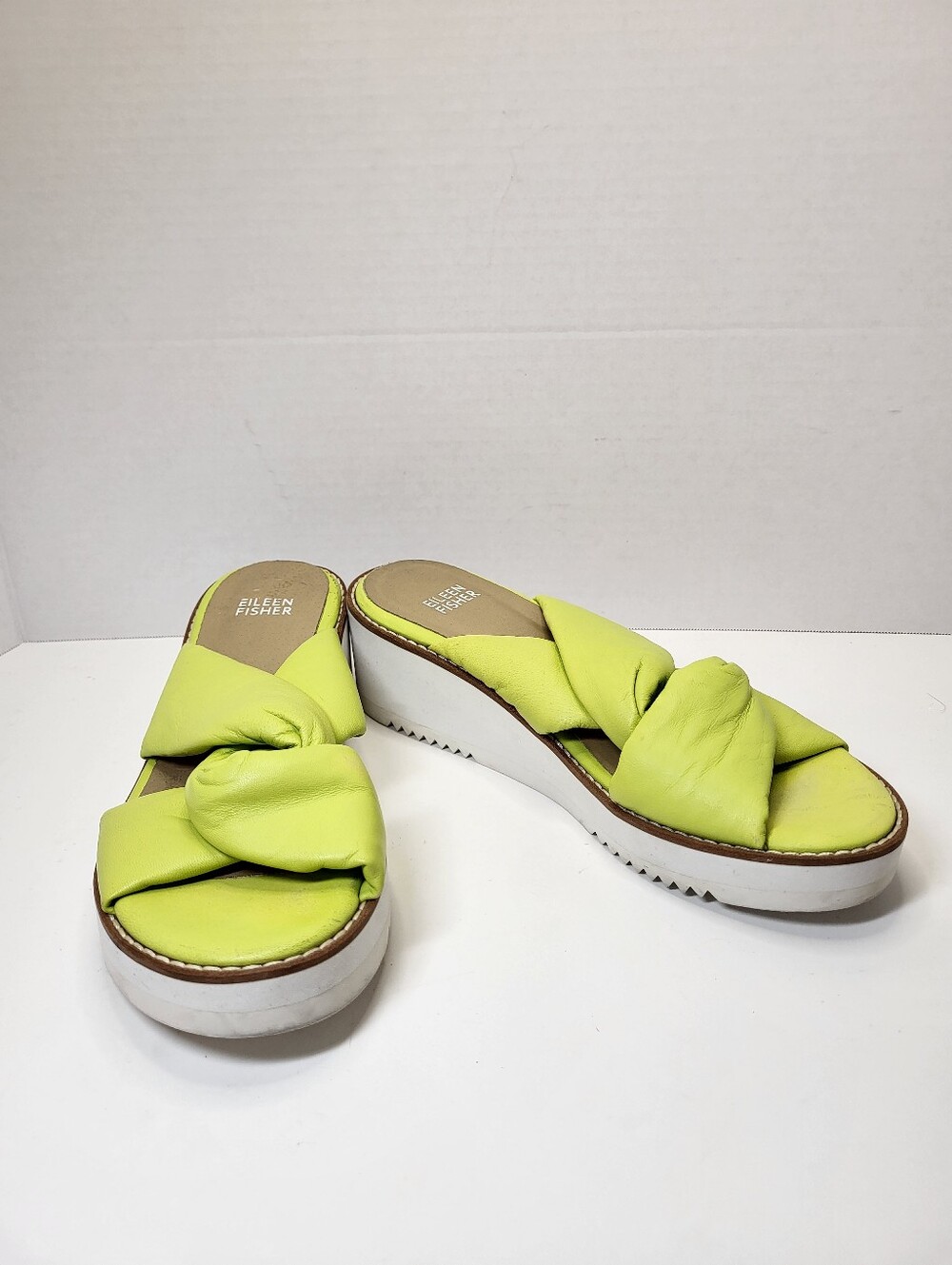 Eileen Fisher Bene Citrus Nappa Leather Slides Sandals Womens 6